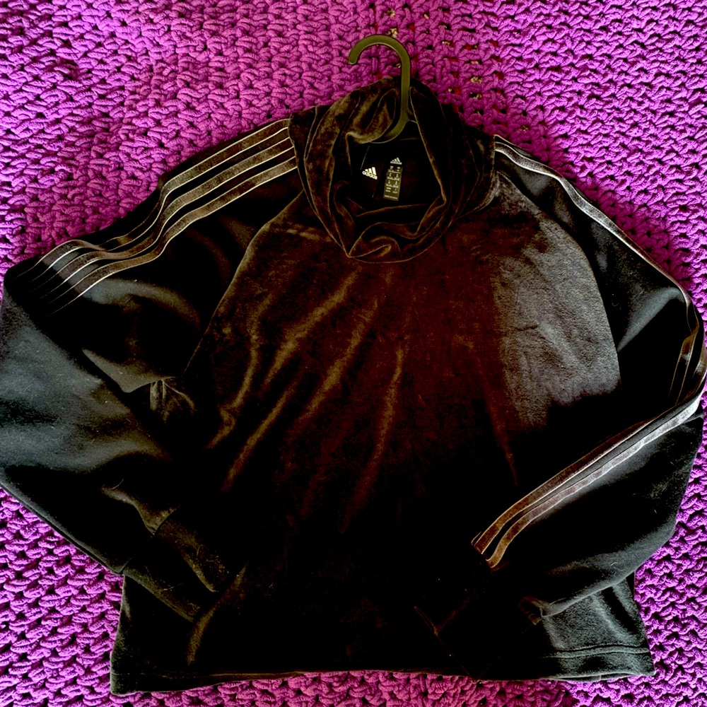 Adidas black velvet sweater